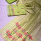 GREEN COLOUR TANT DHAKAI JAMDANI UNSTITCHED SUITS (DRESS MATERIAL)