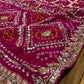 PINK COLOUR BANDHANI GHARCHOLA DOLA SILK GOTA PATTI WORK EMBROIDERED SAREE