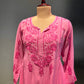 PINK SHADED MUSLIN CHIKANKARI KURTA