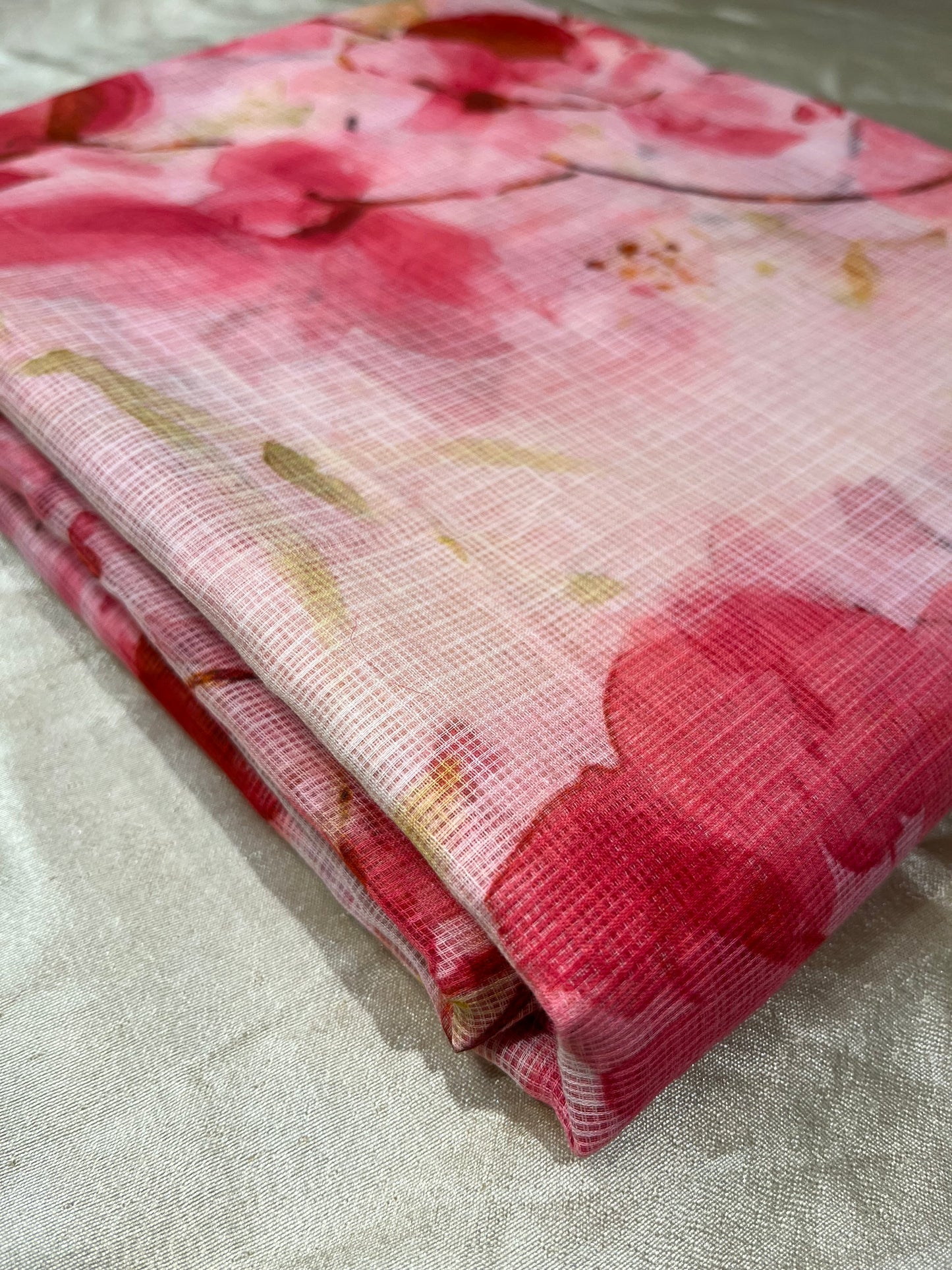 PINK COLOUR PURE KOTA DORIA PRINTED SAREE