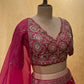 PINK COLOR PURE TUSSAR SILK LEHERIYA LEHENGA WITH EMBROIDERED BLOUSE & ORGANZA DUPATTA EMBELLISHED WITH GOTA PATTI & PEARL WORK