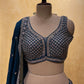 ( DELIVERY IN 25 DAYS ) TEAL BLUE COLOR CHINON LEHENGA WITH READYMADE CROP TOP BLOUSE EMBELLISHED WITH ZARI & CUTDANA WORK