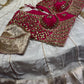 WHITE COLOUR CREPE SILK LEHENGA WITH CONTRAST READYMADE BLOUSE & ORGANZA DUPATTA EMBELLISHED WITH GOTA PATTI WORK