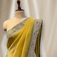 YELLOW GREEN SHADED  COLOUR TISSUE SILK SAREE EMBELLISHED WITH ZARDOZI BOARDER