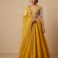 MUSTARD COLOUR CREPE SILK LEHENGA WITH READYMADE BLOUSE & ORGANZA DUPATTA EMBELLISHED WITH GOTA PATTI WORK - Kothari Sons