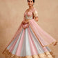 PINK & PASTEL BLUE COLOUR KALI LEHENGA WITH READYMADE BLOUSE & ORGANZA DUPATTA EMBELLISHED WITH GOTA PATTI & BEADS WORK - Kothari Sons