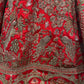 RUST RED COLOUR SILK  BRIDAL EMBROIDERED LEHENGA WITH READYMADE BLOUSE  EMBELLISHED WITH ZARI & SEQUINES WORK