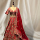 RUST RED COLOUR SILK  BRIDAL EMBROIDERED LEHENGA WITH READYMADE BLOUSE  EMBELLISHED WITH ZARI & SEQUINES WORK