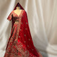 RUST RED COLOUR SILK  BRIDAL EMBROIDERED LEHENGA WITH READYMADE BLOUSE  EMBELLISHED WITH ZARI & SEQUINES WORK