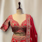 RUST RED COLOUR SILK  BRIDAL EMBROIDERED LEHENGA WITH READYMADE BLOUSE  EMBELLISHED WITH ZARI & SEQUINES WORK