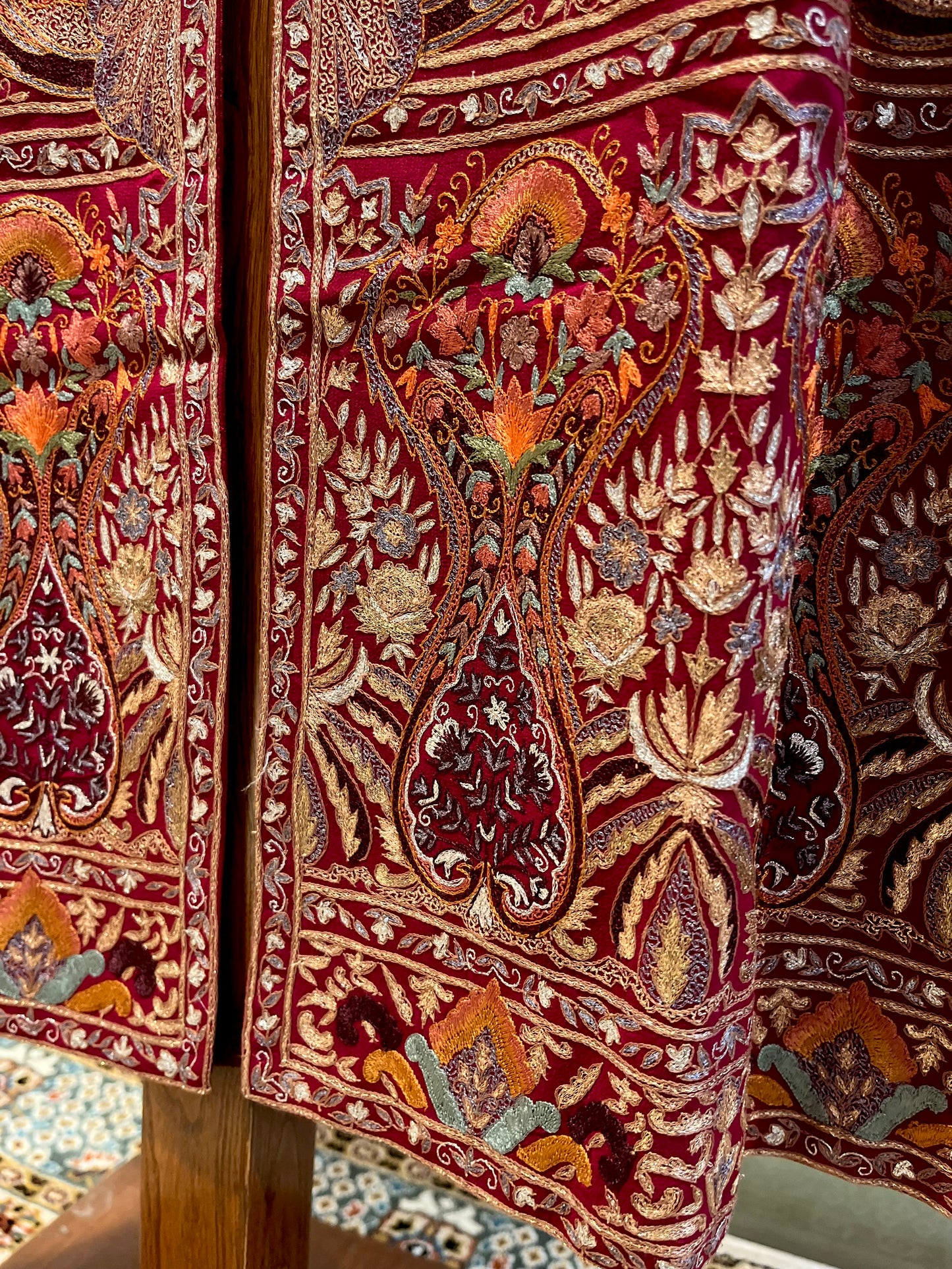 MAROON COLOUR GEORGETTE HAND EMBROIDERED JACKET EMBELLISHED WITH AARI & ZARI WORK ( DELIVERY IN 40-50 DAYS )