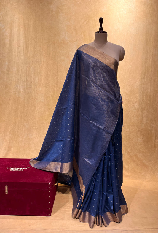 BLUE COLOUR ART SIlk SAREE WITH ZARI BORDER