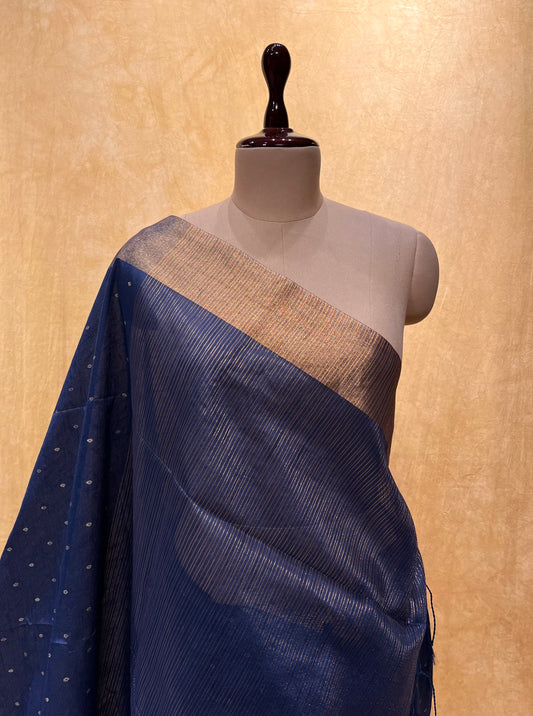 BLUE COLOUR ART SIlk SAREE WITH ZARI BORDER