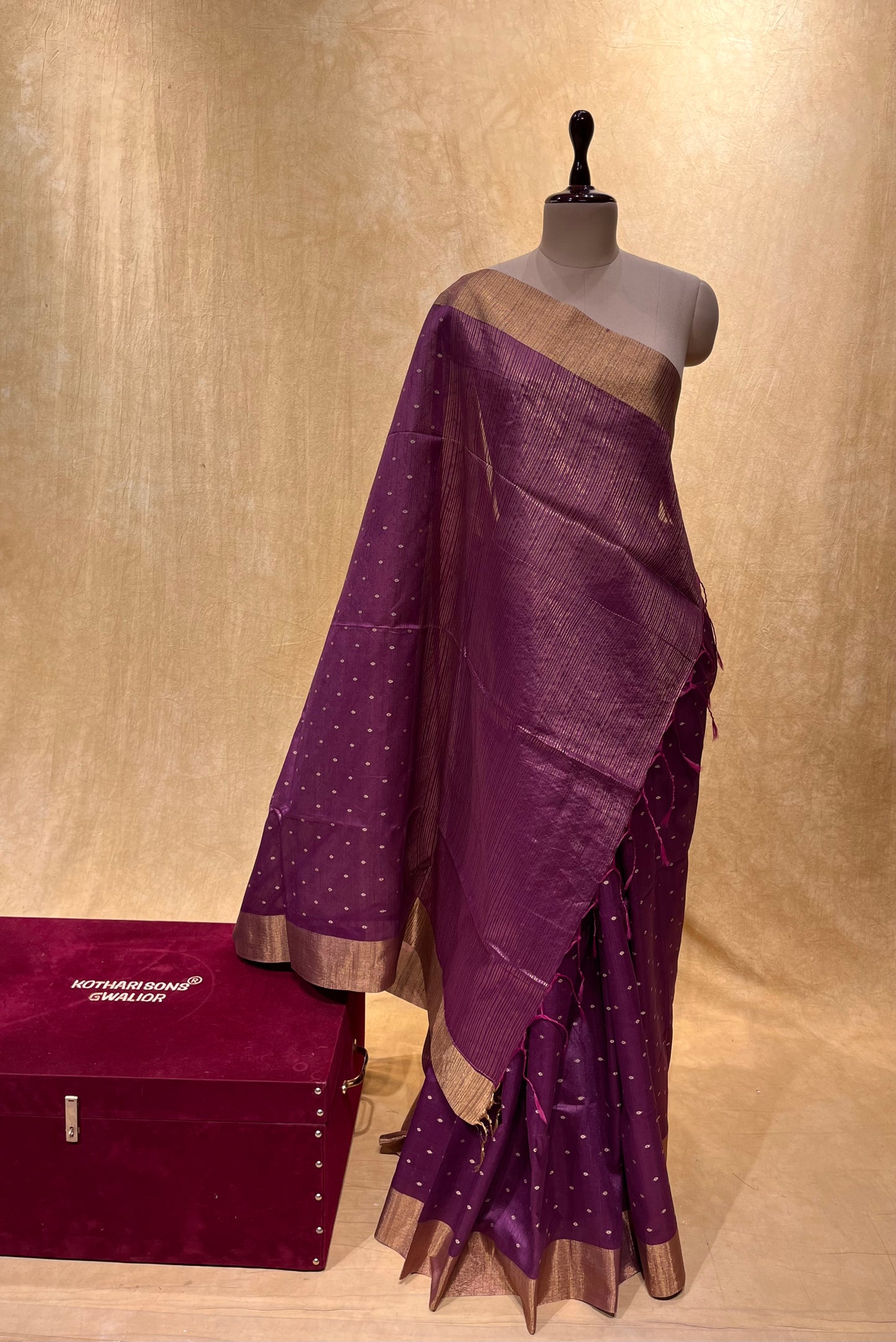 WINE COLOUR ART SILK SAREE WITH ZARI BORDER