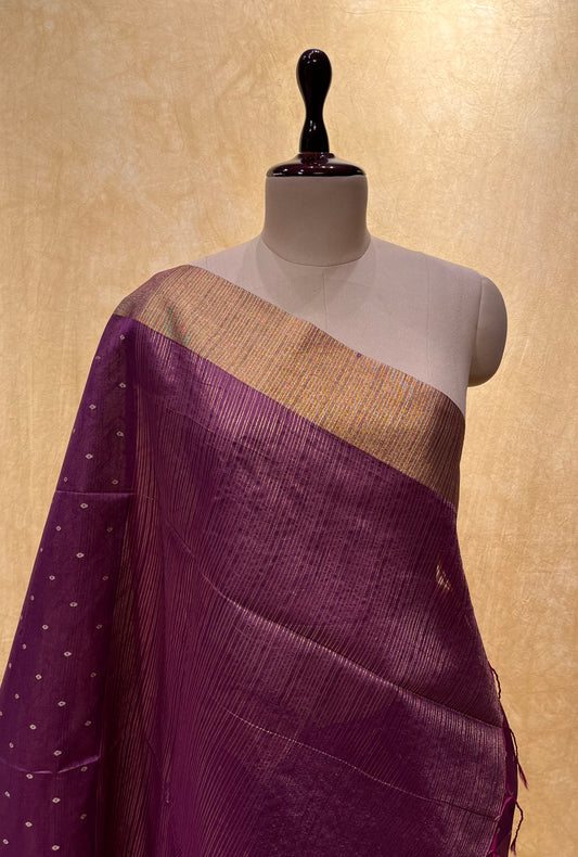 WINE COLOUR ART SILK SAREE WITH ZARI BORDER