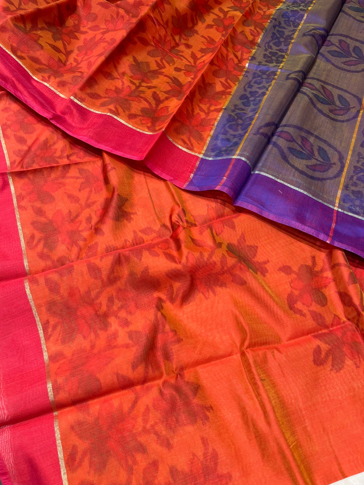 ORANGE COLOUR CHANDERI COTTON SAREE