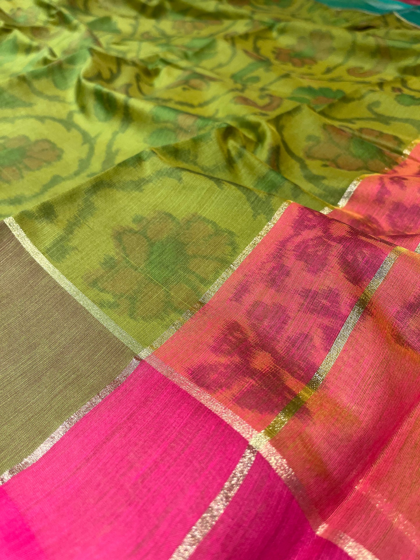 GREEN COLOUR CHANDERI COTTON SAREE