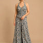 IVORY COLOUR GEORGETTE TISSUE EMBROIDERED INDOWESTERN DRESS EMBELLISHED WITH CUTDANA, SEQUINS & RESHAM WORK