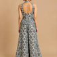 IVORY COLOUR GEORGETTE TISSUE EMBROIDERED INDOWESTERN DRESS EMBELLISHED WITH CUTDANA, SEQUINS & RESHAM WORK