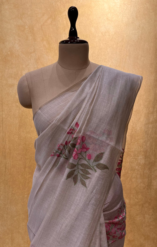 BEIGE COLOUR JAMDANI DHAKAI COTTON SAREE