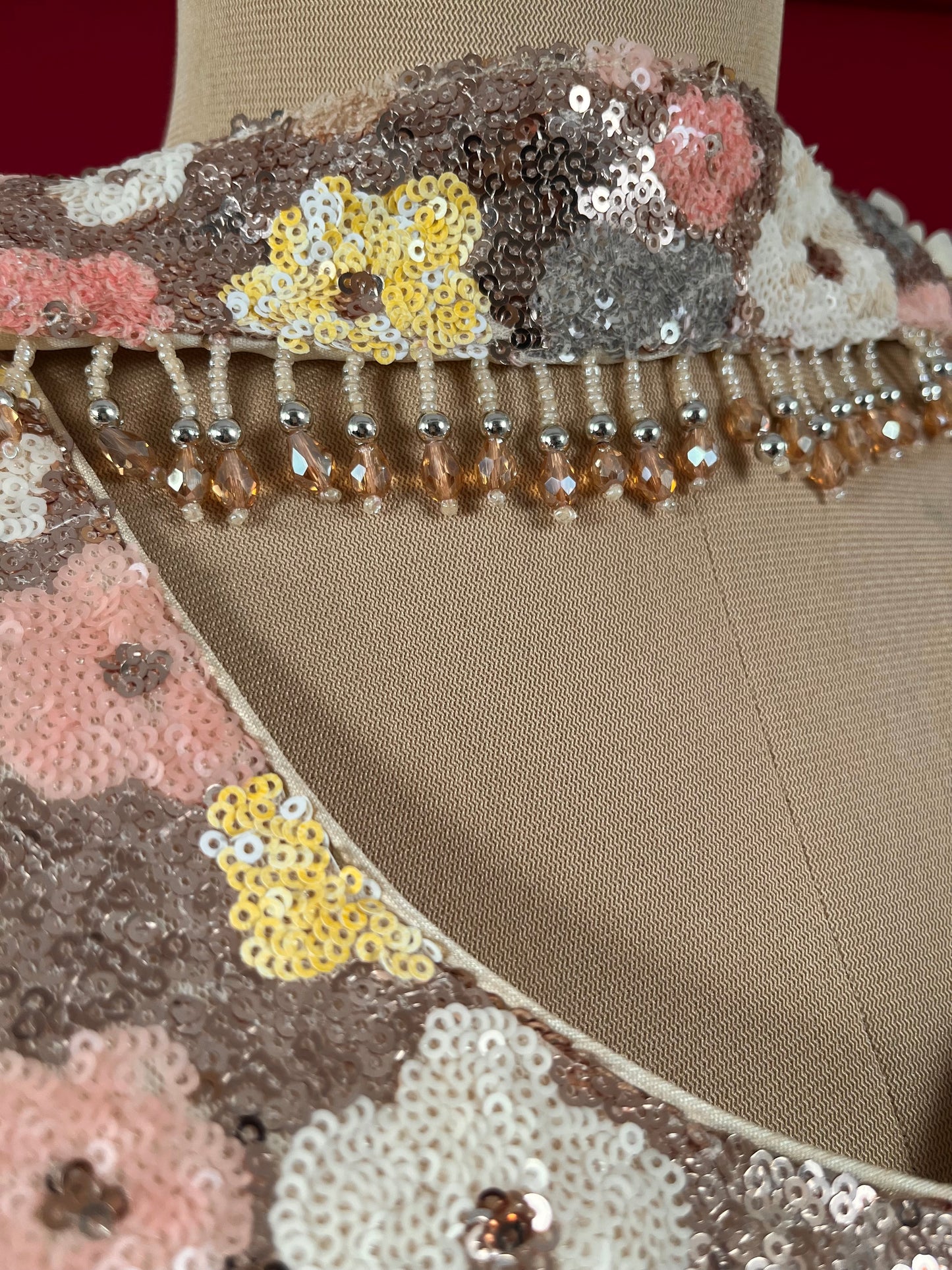 BEIGE COLOUR CHINON PALAZZO WITH SEQUINS KURTA