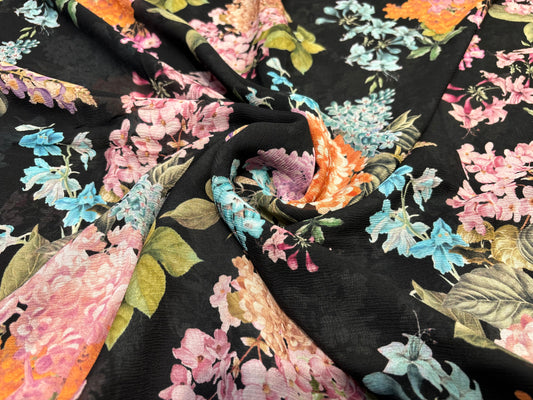 BLACK PURE PLATINUM CHIFFON SAREE