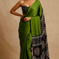 GREEN COLOUR MODAL SATIN SILK SAREE EMBELLISHED WITH AJRAKH PALLA & UNSTITCHED BLOUSE - Kothari Sons