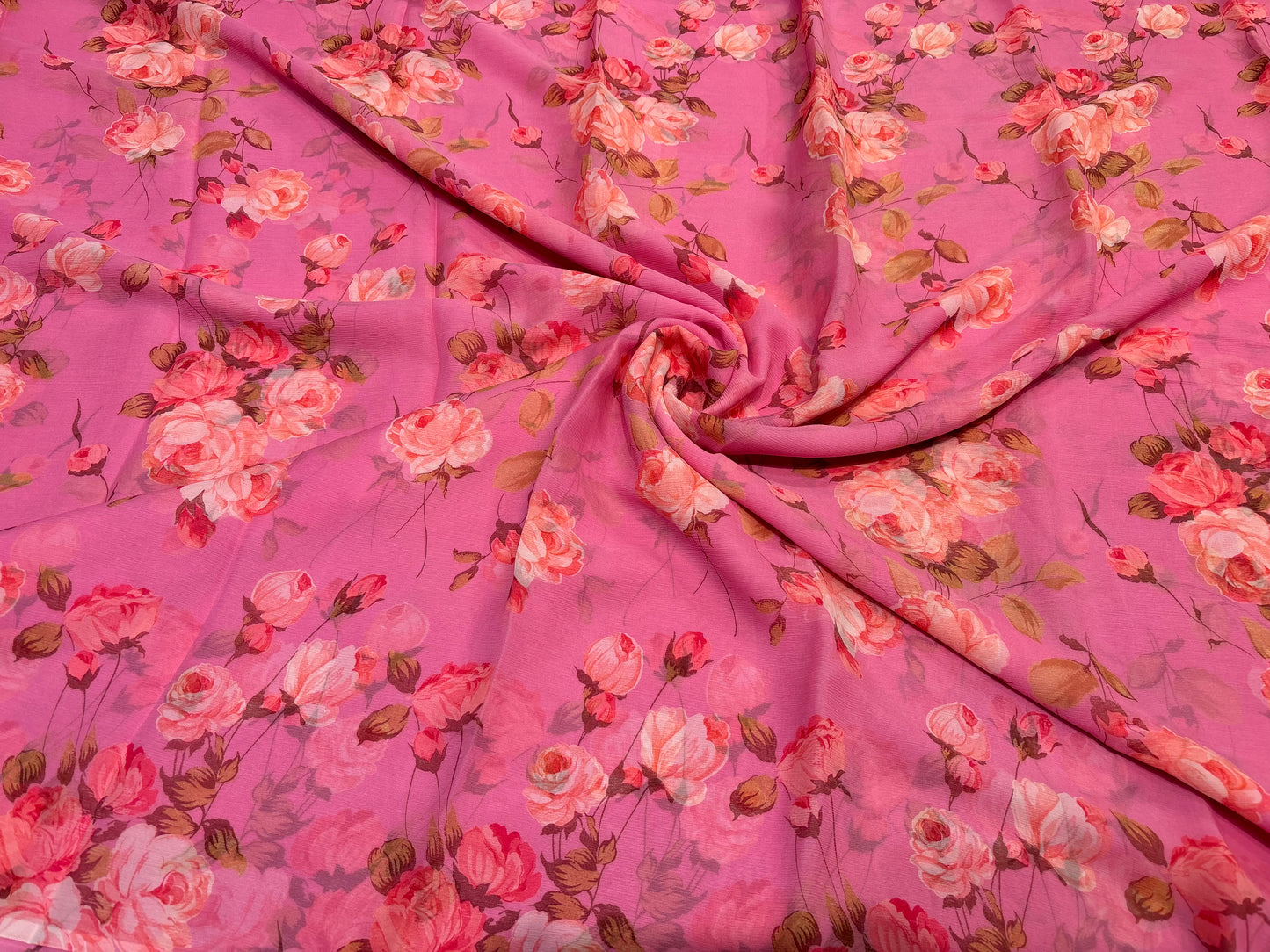 PINK PURE DIAMOND CHIFFON SAREE