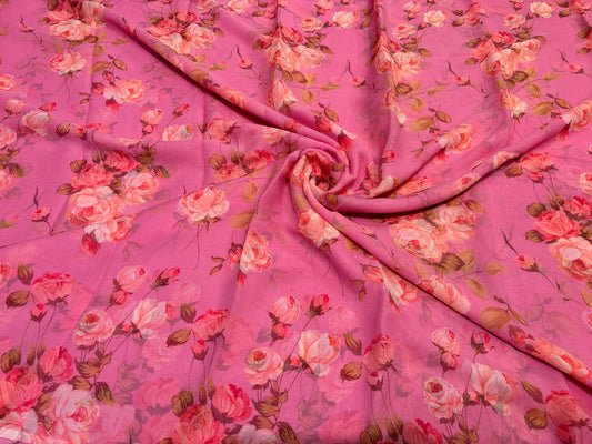 PINK PURE DIAMOND CHIFFON SAREE