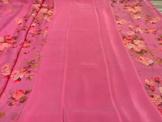 PINK PURE DIAMOND CHIFFON SAREE
