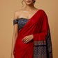 RED COLOUR MODAL SATIN SILK SAREE EMBELLISHED WITH AJRAKH PALLA & UNSTITCHED BLOUSE - Kothari Sons