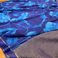 SAPPHIRE BLUE PURE PLATINUM CHIFFON SAREE WITH SATIN ZARI BORDER