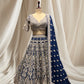 ( DELIVERY IN 50 DAYS ) NAVY BLUE COLOR, PARSI EMBROIDERED GEORGETTE READYMADE LEHENGA