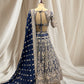 ( DELIVERY IN 50 DAYS ) NAVY BLUE COLOR, PARSI EMBROIDERED GEORGETTE READYMADE LEHENGA