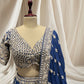 ( DELIVERY IN 50 DAYS ) NAVY BLUE COLOR, PARSI EMBROIDERED GEORGETTE READYMADE LEHENGA