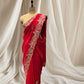 ( DELIVERY IN 15 DAYS ) Red cut work Aari Zardozi Border Silk Saree