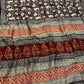 BLACK COLOUR MUNGA COTTON AJRAKH PRINTED SAREE WITH CONTRAST BLOUSE - Kothari Sons