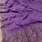 PURPLE COLOUR PURE CHIFFON HAND EMBROIDERED SAREE EMBELLISHED WITH RESHAM WORK