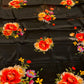 BLACK COLOUR CHINON FLORAL PRINTED SAREE WITH PLAIN BLOUSE - Kothari Sons