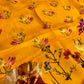 MUSTARD COLOUR CHINON PRINTED SAREE WITH PRINTED BLOUSE - Kothari Sons