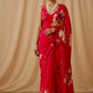HOT PINK COLOUR CHINON FLORAL PRINTED SAREE WITH PRINTED BLOUSE - Kothari Sons