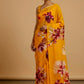 MUSTARD COLOUR CHINON PRINTED SAREE WITH PRINTED BLOUSE - Kothari Sons