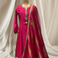 RANI PIKE COLOR CHANDERI TISSUE FABRIC ZARDOZI HAND EMBROIDERED KURTI SET WITH DUPATTA