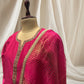 RANI PIKE COLOR CHANDERI TISSUE FABRIC ZARDOZI HAND EMBROIDERED KURTI SET WITH DUPATTA