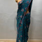 ( DELIVERY IN 20-25 DAYS ) BLUE COLOUR PURE CHIFFON PRINTED SAREE