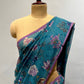 ( DELIVERY IN 20-25 DAYS ) BLUE COLOUR PURE CHIFFON PRINTED SAREE