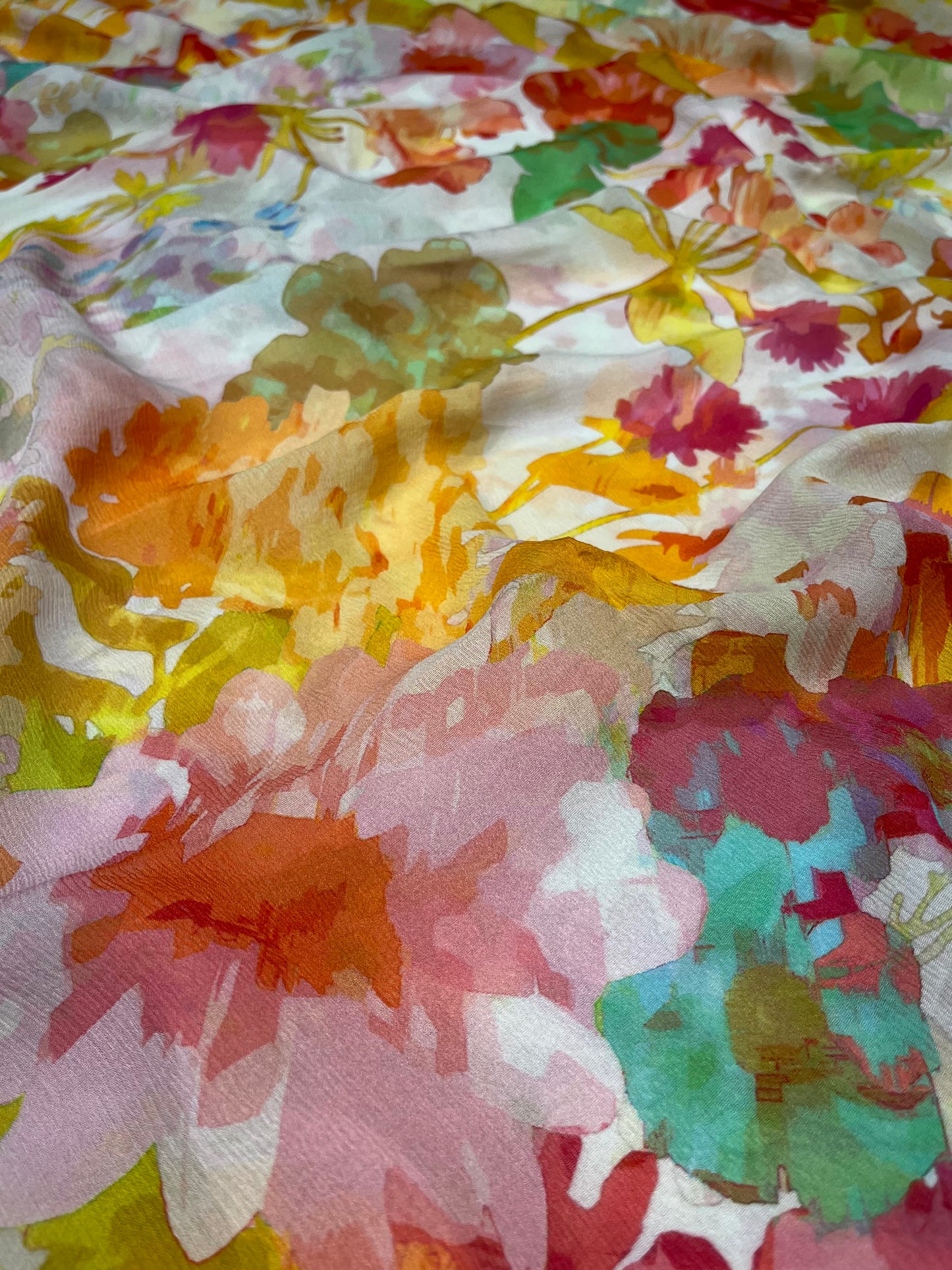 IVORY COLOUR PURE PLATINUM CHIFFON PRINTED SAREE WITH CREPE SILK BLOUSE - Kothari Sons