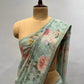 ( DELIVERY IN 20-25 DAYS ) MINT COLOUR PURE CHIFFON PRINTED SAREE