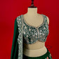 GREEN COLOUR CHINON LEHENGA WITH EMBROIDERED BLOUSE EMBELLISHED WITH SEQUINS AND CUTDANA WORK