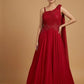 RED COLOUR CHINON EMBROIDERED GOWN EMBELLISHED WITH SEQUINS & BEADS WORK - Kothari Sons